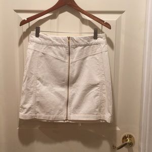 White Corduroy Zip Up Skirt